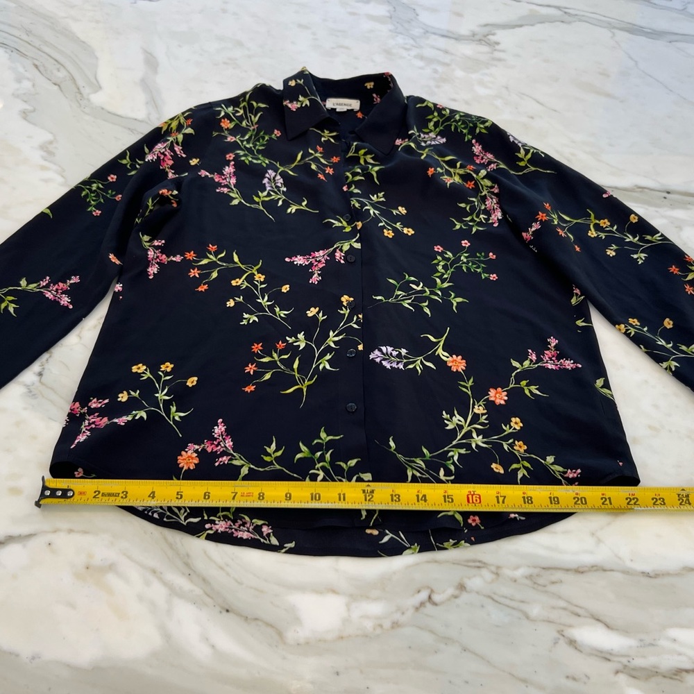 L’AGENCE BLACK FLORAL SILK SHIRT SIZE MEDIUM NWOTS! - Picture 8 of 12
